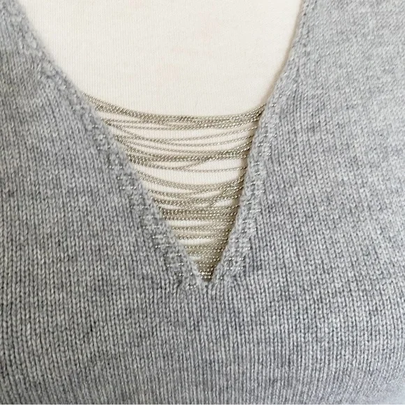 Peserico Gray (Grey) Cashmere Wool Silk Sweater Dress Tie Waist Size 48 IT - Picture 12 of 15